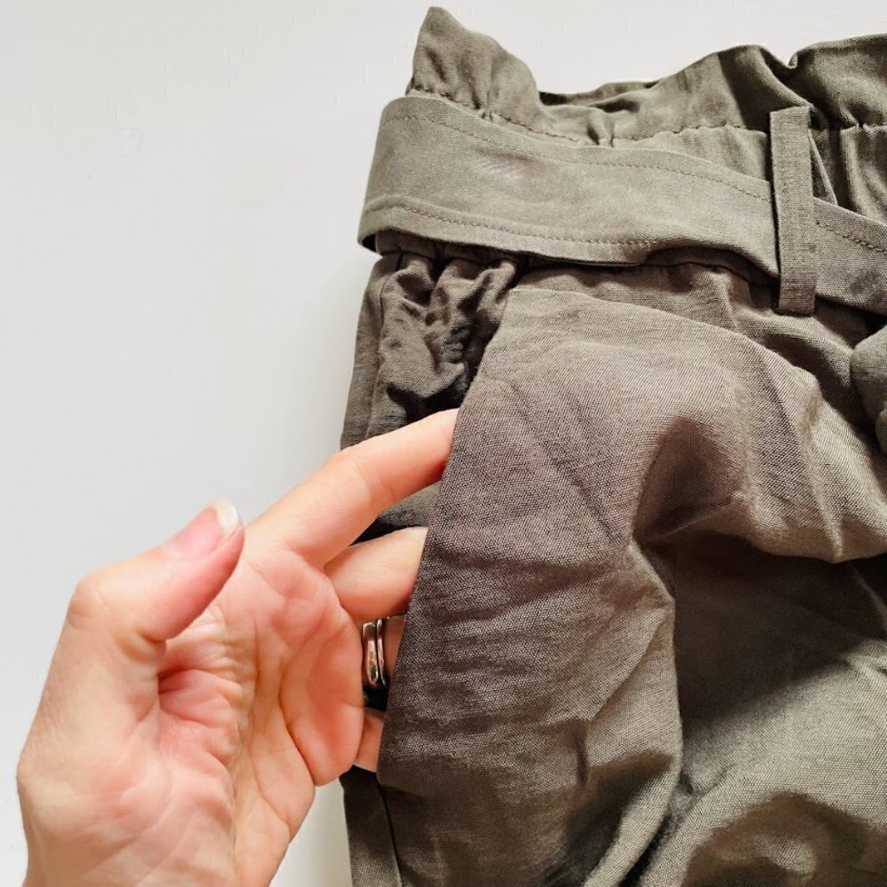 NWT Ann Taylor LOFT Pant Trouser Cargo Utility Belt Tie Waist Olive Green XL - Picture 6 of 12